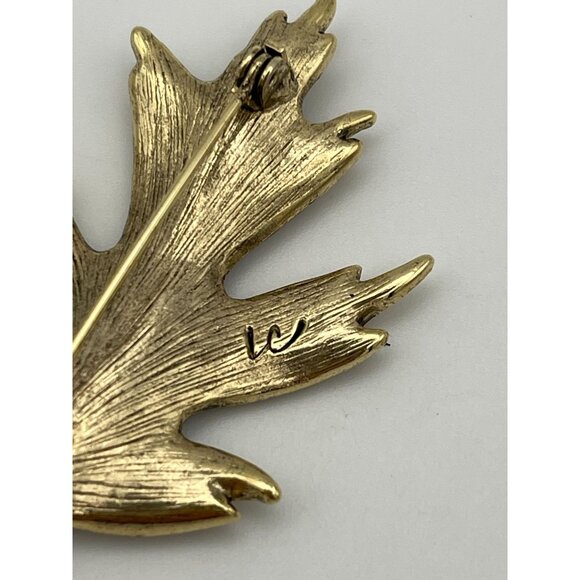 Oak Tree Leaf Brooch Liz Claiborne Fall Colors Gold Tone - Picture 6 of 9
